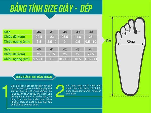 cách đo và tính size giày quảng châu